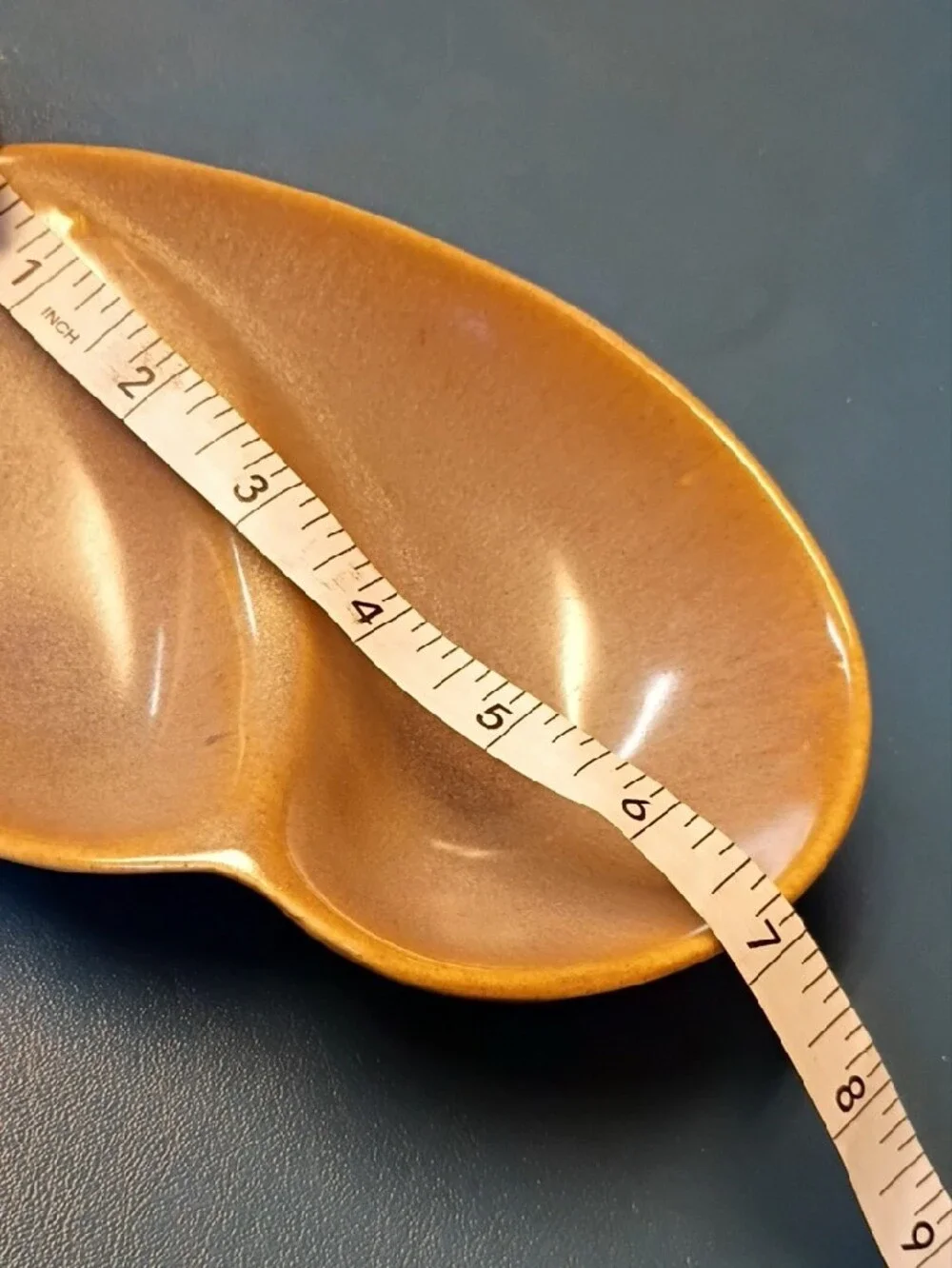 Two-Compartment Pottery Small Dish in Honey Amber Spoon Dish Trinkets